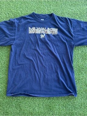 Milwaukee Brewers MLB Graphic T-Shirt Navy Blue XL